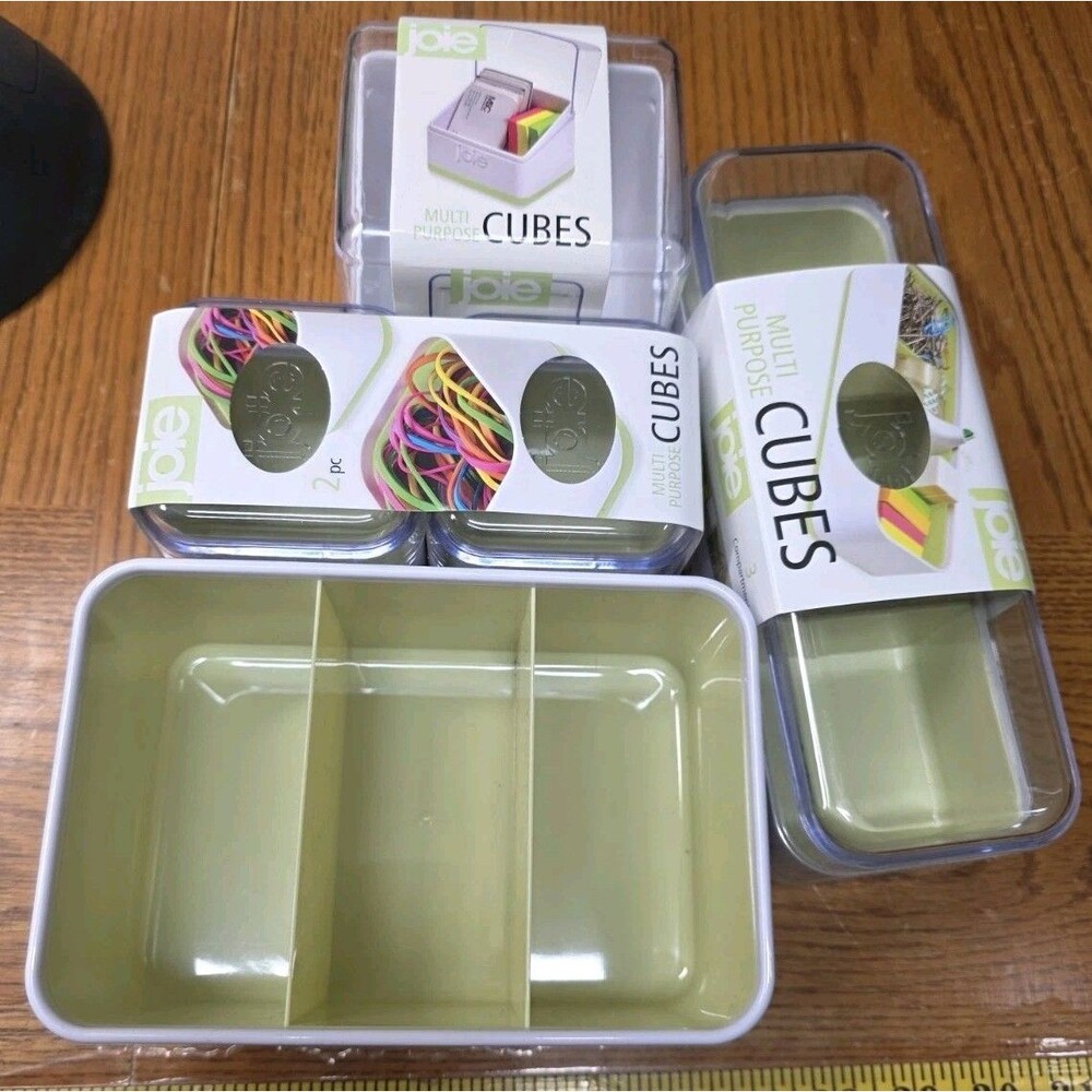 Joie Cubies 4 Pc Lot Desk Organizer Set Green White